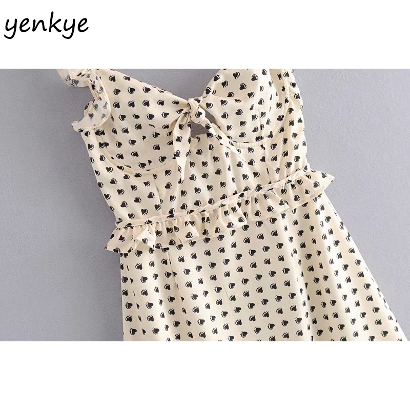 Без рукавов летнее платье 2019 для женщин Сладкий печати кружевное пикантное леди