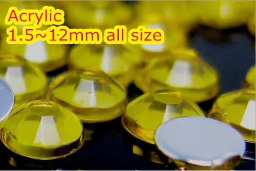 

Wholesale Topaz Color~1.5mm~12mm All Size,Flat Back Round Acrylic rhinestones,Acrylic 3D Nail Art/Garment Rhinestone