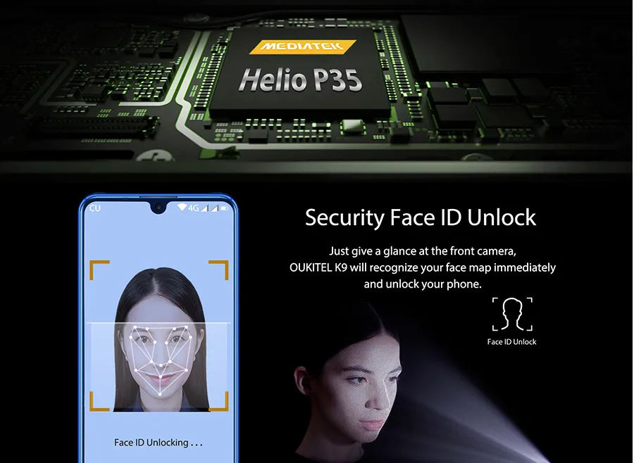 OUKITEL K9 4GB 64GB Водонепроницаемая капля 7,1" FHD+ 1080*2244 6000mAh 5 V/6A Быстрая зарядка 16MP+ 2MP/8MP мобильный телефон Лицо ID OTG Смартфон