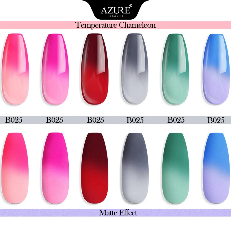 Тепловая пудра для ногтей Azure Beauty матовый эффект градиентный лак натуральный