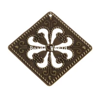 wholesale best quality 30 pcs bronze tone filigree square connector embellishments jewelry findings 46mmw04915
