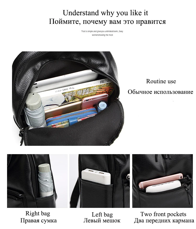 Школьные рюкзаки для девочек-подростков, сумка через плечо из искусственной кожи черного цвета, Женский Повседневный Рюкзак, Модный женский рюкзак