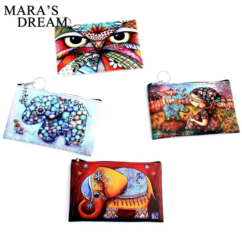 Кошелек для мелочи Mara's Dream 2018 с принтом Совы и слона женская сумка на молнии