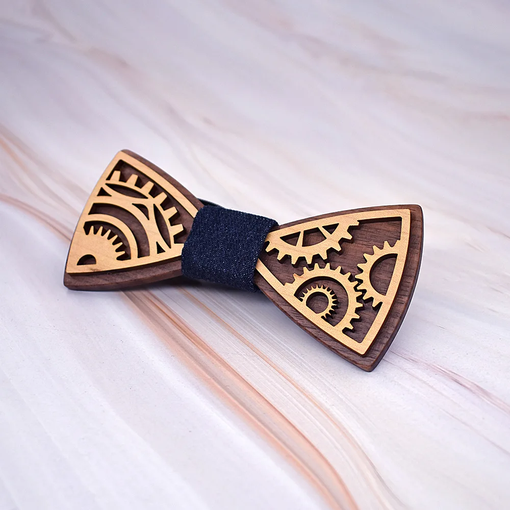 Fashion Handmade wooden MAN'S bow tie gearwheel tie/Brooch/Broth/Cufflinks BOX PACKAGE for party wedding 1set | Украшения и