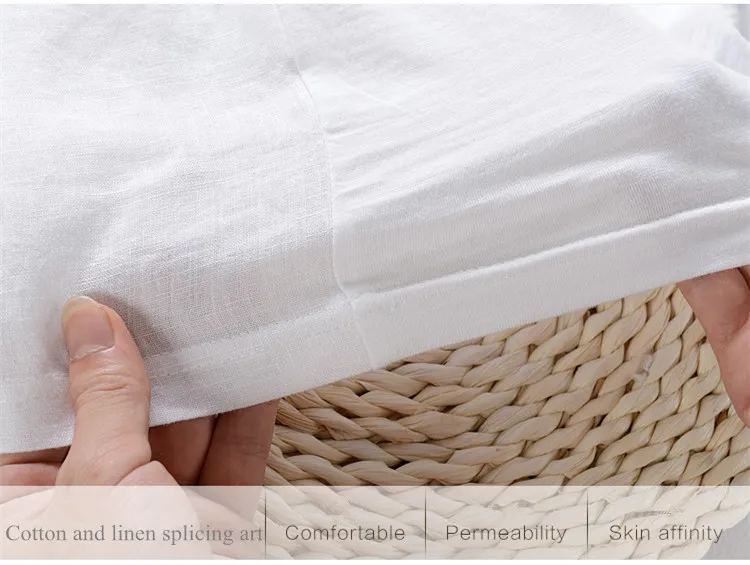 Мужская льняная футболка с коротким рукавом повседневная однотонная хлопковая в