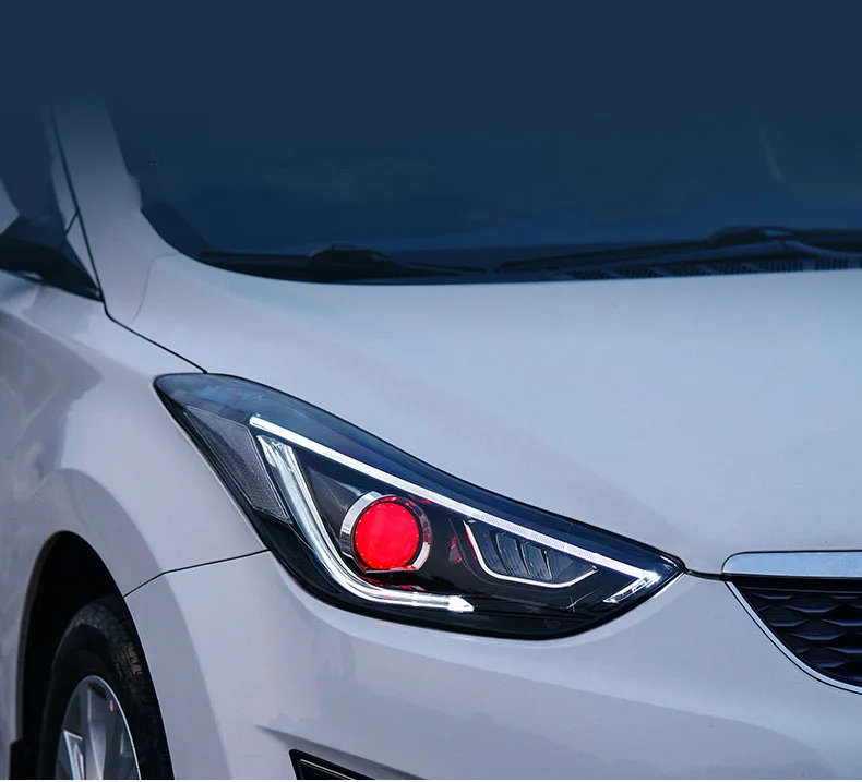 Автомобильный Стайлинг Головной фонарь чехол для фары для автомобиля Hyundai Elantra 2012- светодиодный фары DRL Объектив Двойной Луч Биксенон HID