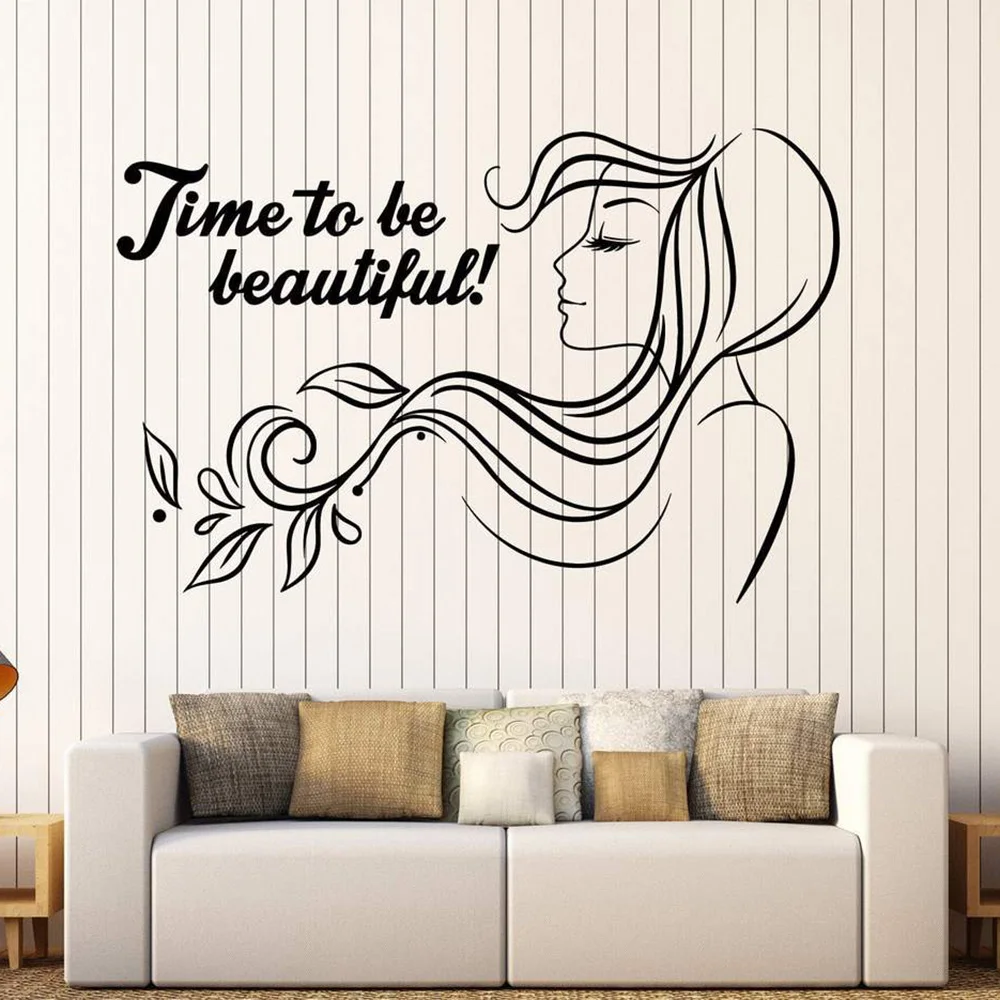 Барбершоп виниловая наклейка на стену салон красоты Цитата женщина волосы