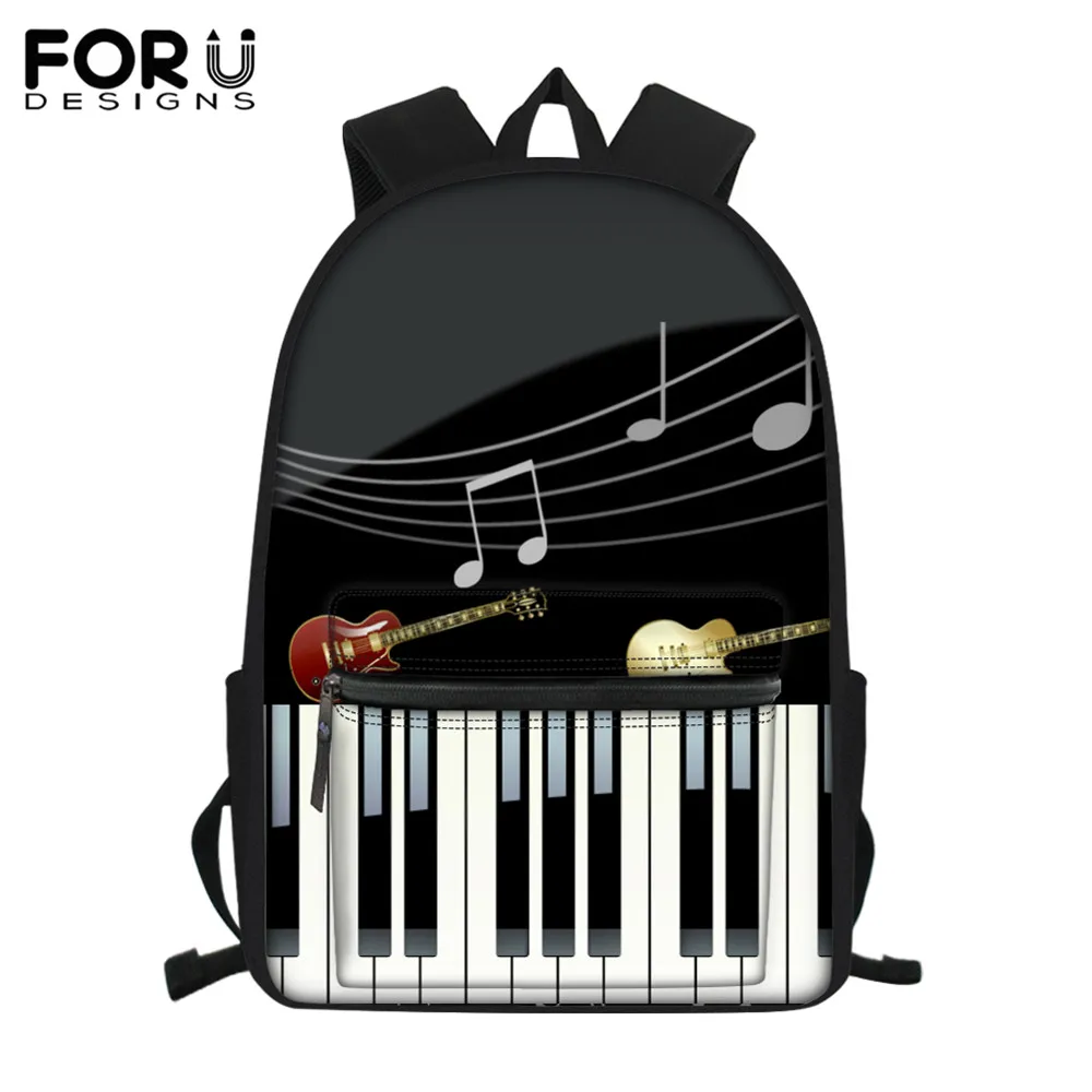 Детские школьные ранцы FORUDESIGNS для девочек холщовый рюкзак с принтом музыкальных