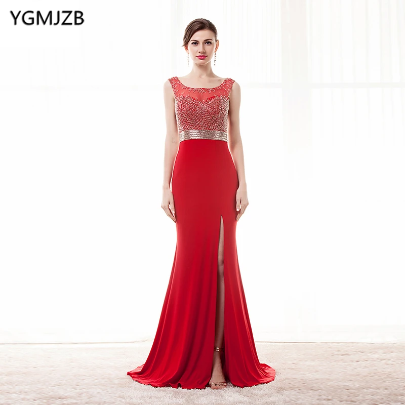Женское длинное вечернее платье-русалка красное черное платье до пола с открытой
