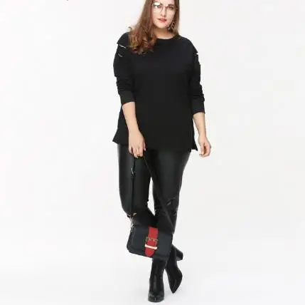2018 Work Office Style Elegant Winter 3XL 4XL 5XL Plus Size Hollow Out Long Sleeve Black Women Sid E745 | Женская одежда
