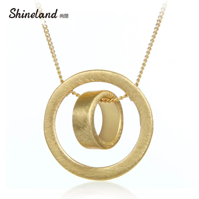Ожерелье Shineland с двойным кольцом уникальная подвеска ожерелье модные украшения в