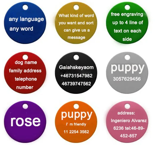 2 шт./лот персонализированные гравировальные бирки для домашних животных круглые