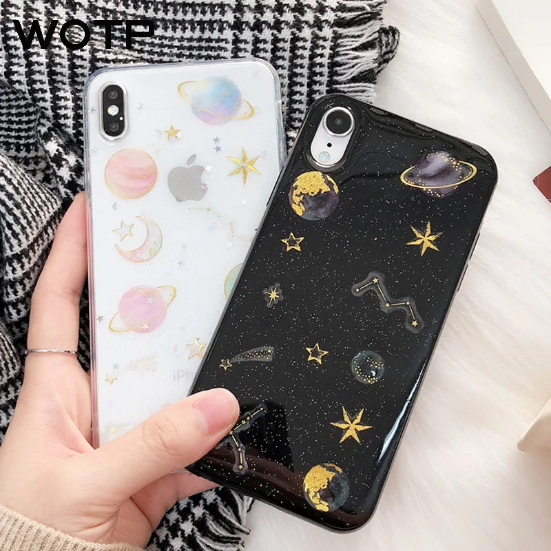 WOTP модные блестящие чехлы с космическими планетами для телефонов iphone 11 11Pro Max X XS 7