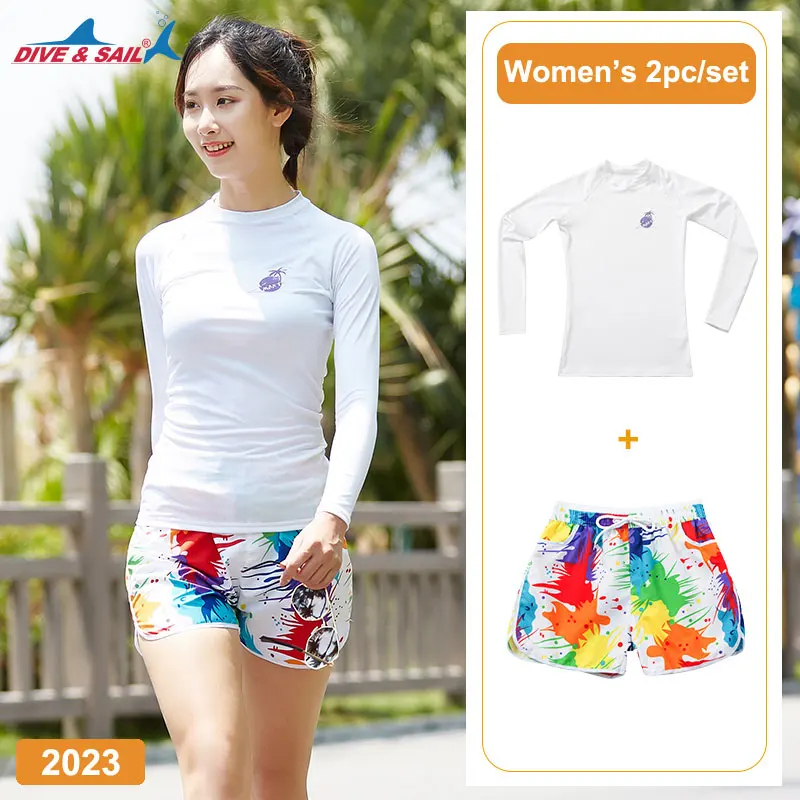 Dive& sail Мужская защита от ультрафиолета UPF 50+ Skins rhguard рубашка с длинными рукавами с чемоданы с принтами черная быстросохнущая - Цвет: 2023