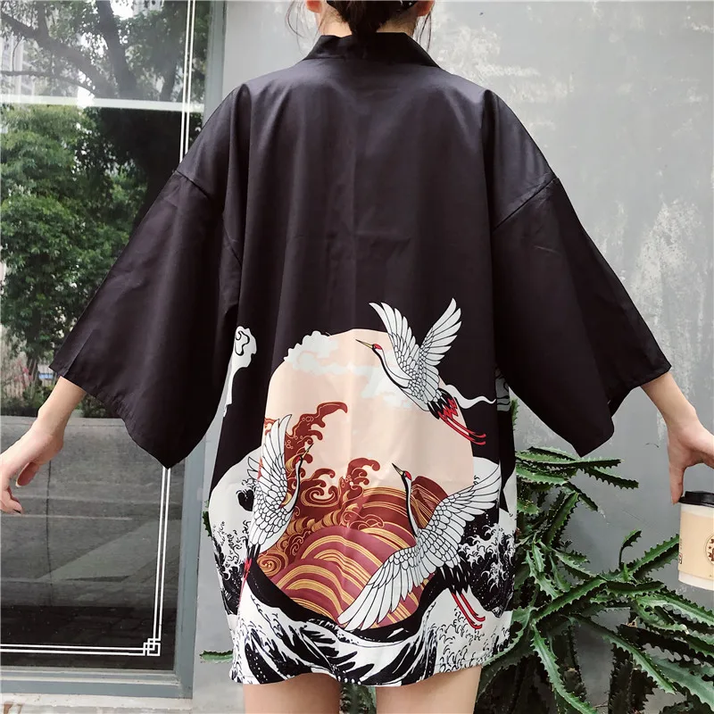 Женские топы кимоно кардиган Японская уличная одежда рубашка Harajuku Kawaii верхняя