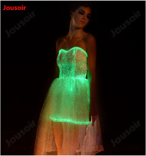 Led Colorful Luminous Party Evening Dress Music Festival Concert Wedding Costume Fiber Optic Lighting Masquerade CD15 T02 | Лампы и