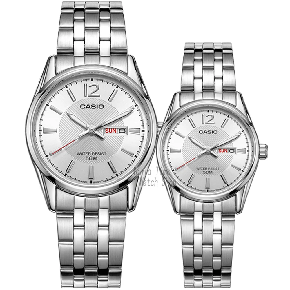 M1335D7A-L1335D7A Casio Watch Часы Мужские кварцевые спортивные женские и мужские часы брендовые Роскошные водонепроницаемые парный комплект часов из нержавеющей стали Feminino Relogio Masculno MTP-1335D LTP-1335D - Цвет: M1335D7A-L1335D7A