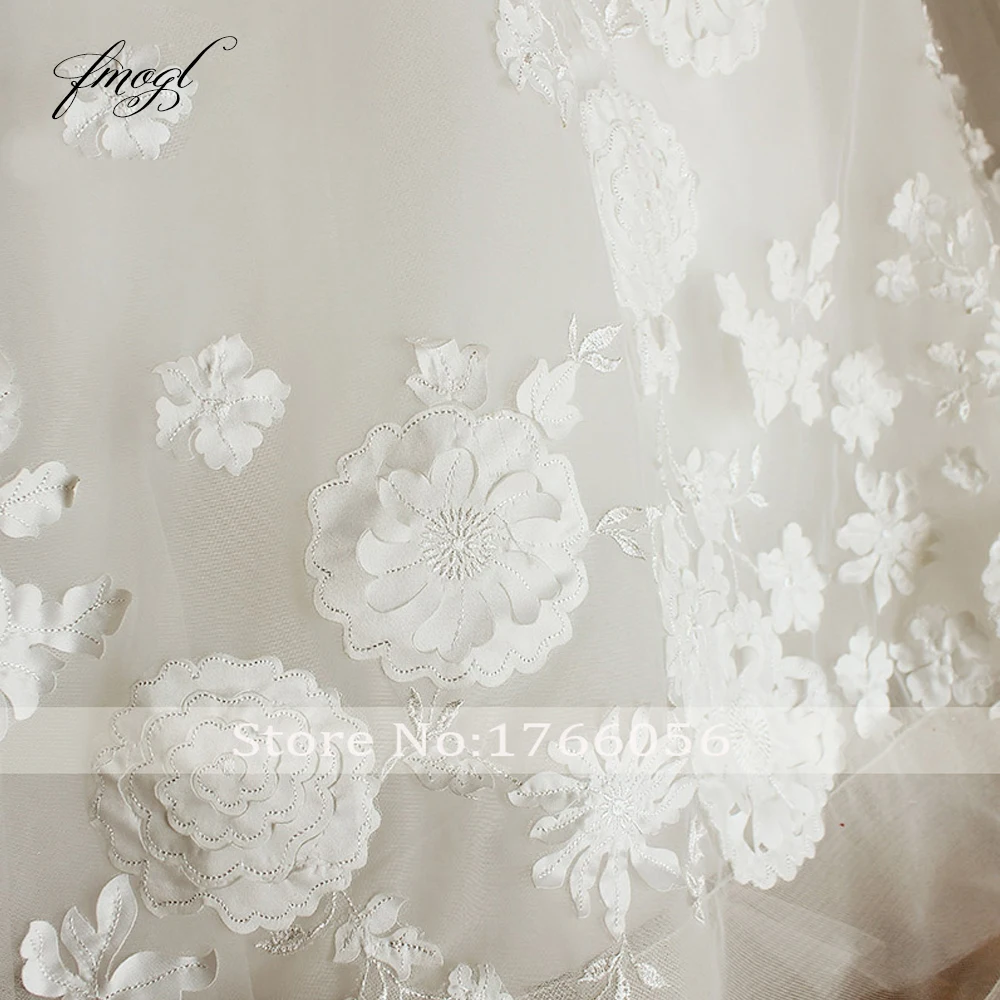 Fmogl Vestido De Noiva кружево свадебное платье принцессы 2019 Глубокий круглый вырез