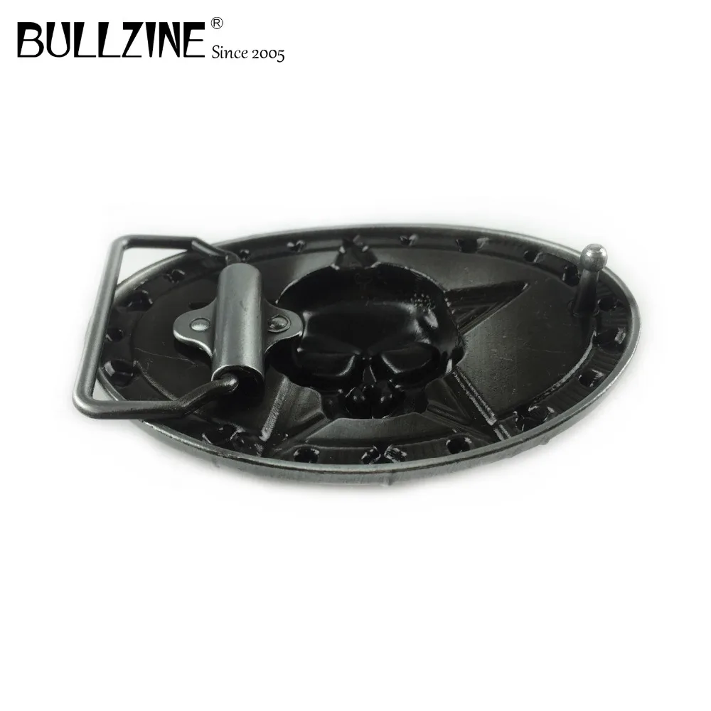 Пряжка для ремня с черепом Bullzine оловянной отделкой и красной эмалью