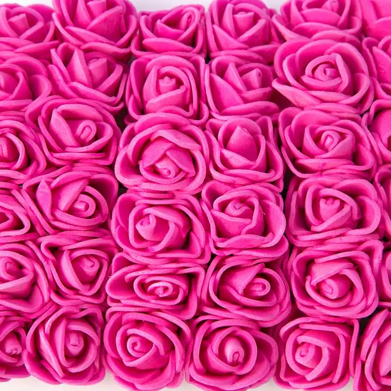 rose red 144 шт 2 см мини-поролоновая роза искусственный цветок букет разноцветная Роза Свадебные цветы украшения Скрапбукинг искусственный цветок Роза - Цвет: rose red
