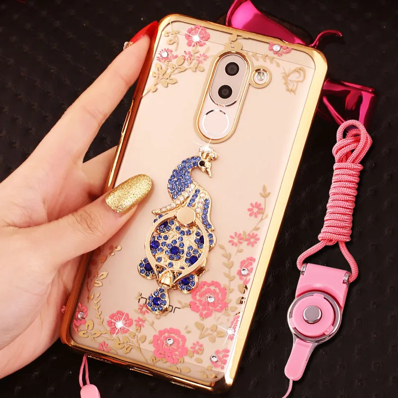 MANDERM huawei honor 6x case luxury brand rhinestone stand holder silicon cover for 6X Mate 9 Lite GR5 2017 |