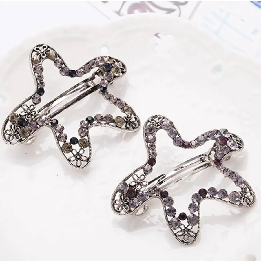Fashion Women Girls Crystal Rhinestone Heart Crown Barrette Hair Clip Clamp Star Hairpin bride hair accessories AAA | Украшения и
