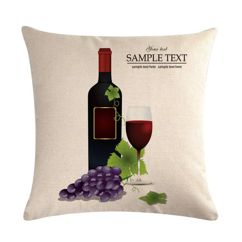 Наволочка ручной работы в винтажном стиле яркая чашка вино холодное пиво паб бар