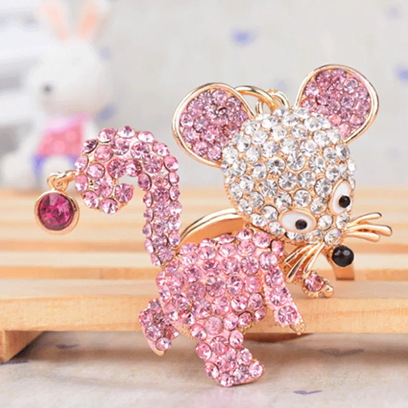 Модный милый горный хрусталь мультфильм кристалл брелок с мышью сплав крыса