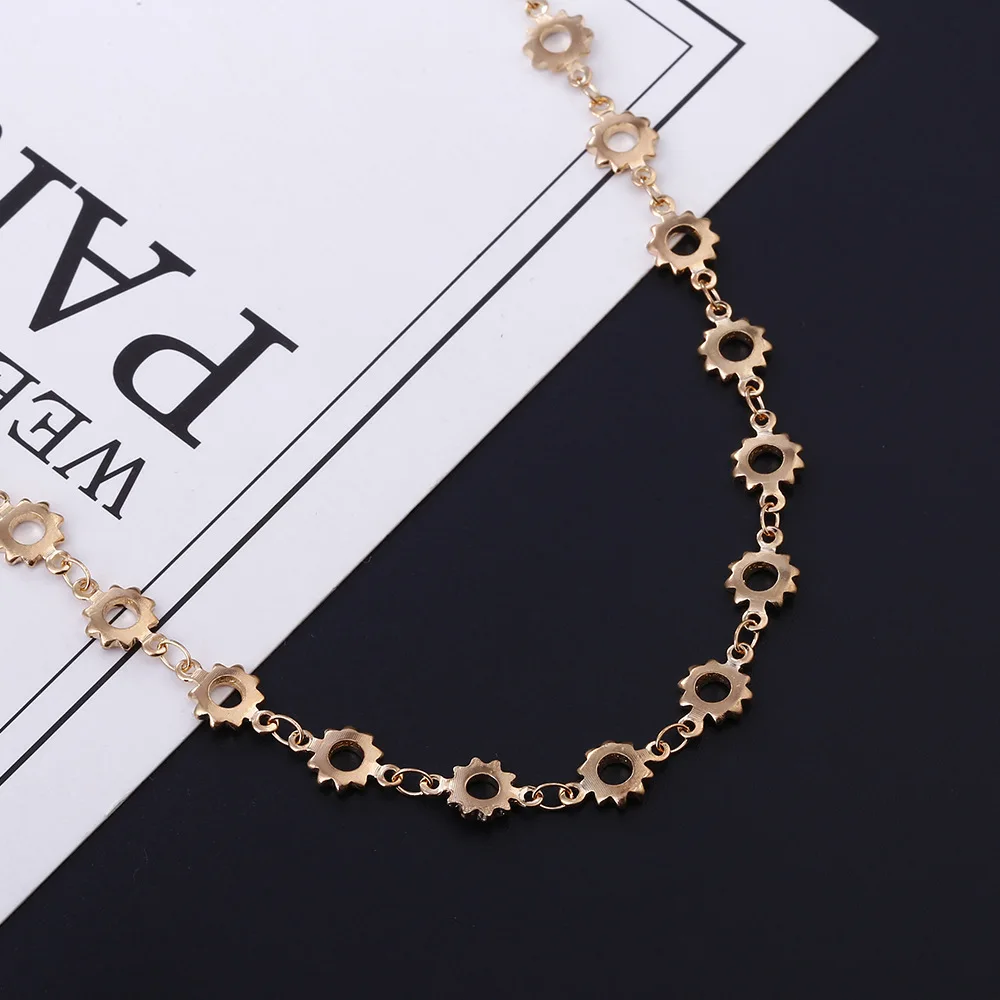 

New Fashion Beach Foot Chain Anklet Bracelet Gear Solar Flower Handmade Gold Silver Adjustable Anklets for Women