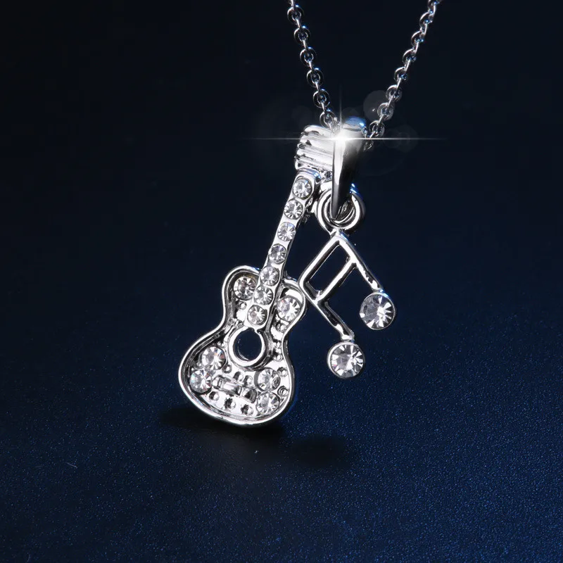 Fine violin note collar mujer for women Anti allergy crystal pendants chain necklace paris saint germain 2019 new accessories | Украшения и