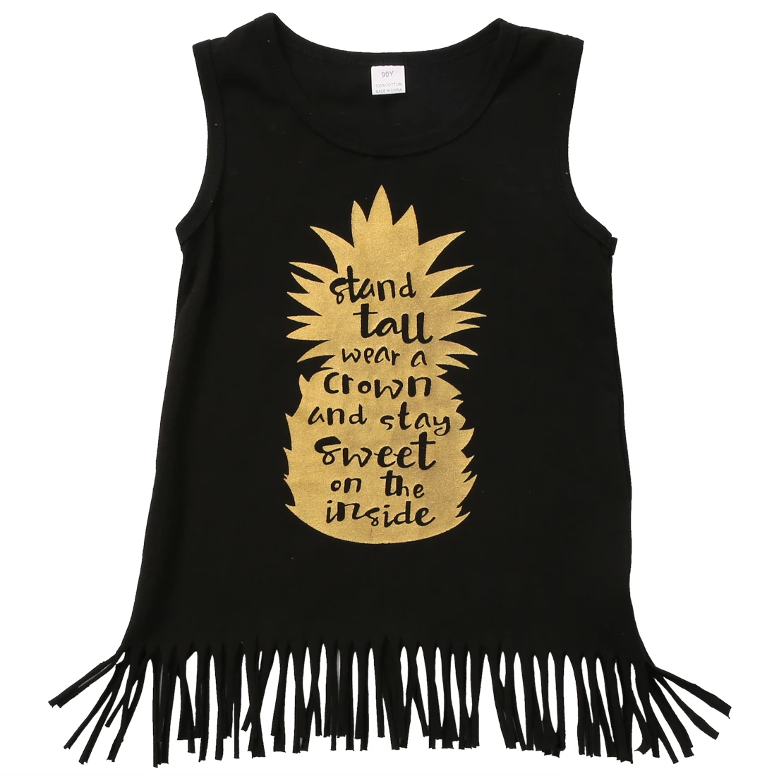2018 Toddler Kid Baby Girls Summer Gold Pineapple Tassels Cotton Dress Sundress Size 1-5T | Детская одежда и обувь