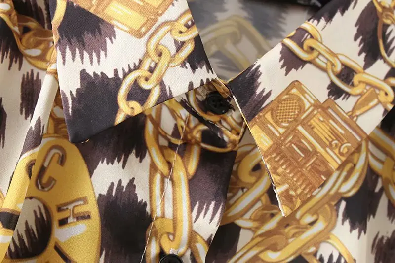 ASDS для женщин печати свободная блузка с длинным рукавом лацканами See Through рубашки