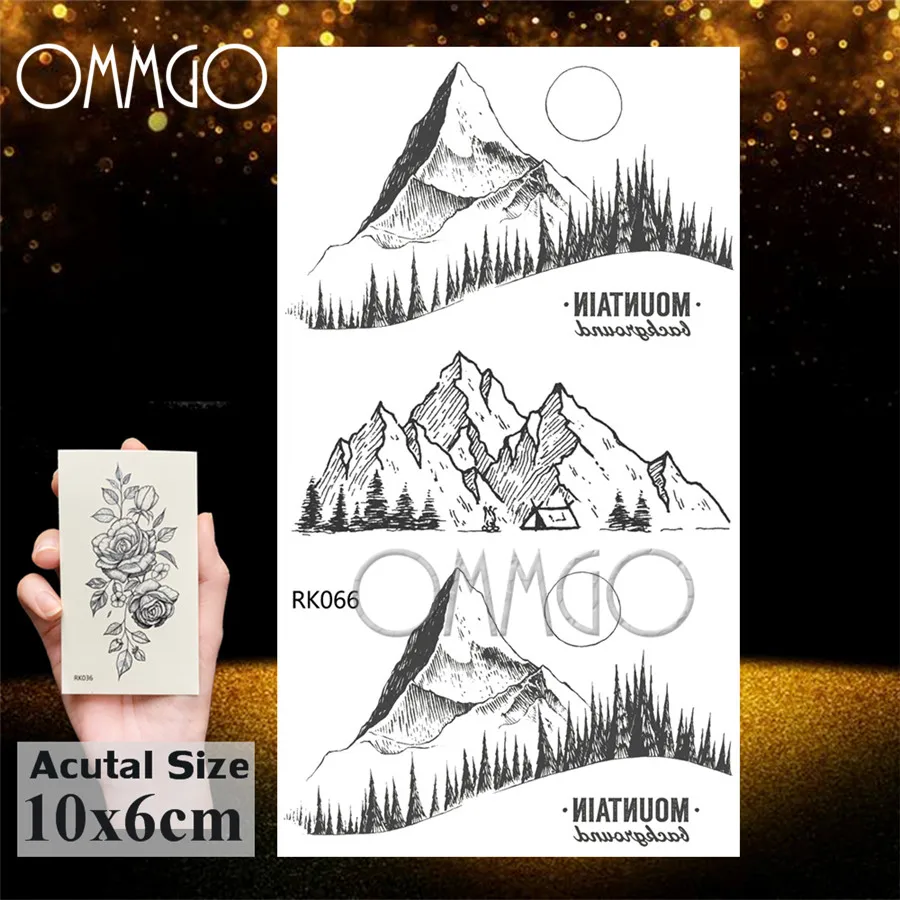 Временные тату наклейки OMMGO Forest Peak маленькие шрифты на заказ для боди арта