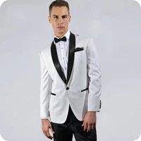 slim fit groom tuxedo custom made white wedding boy friend suit black shawl lapel man blazer jacket pants 2piece costume homme