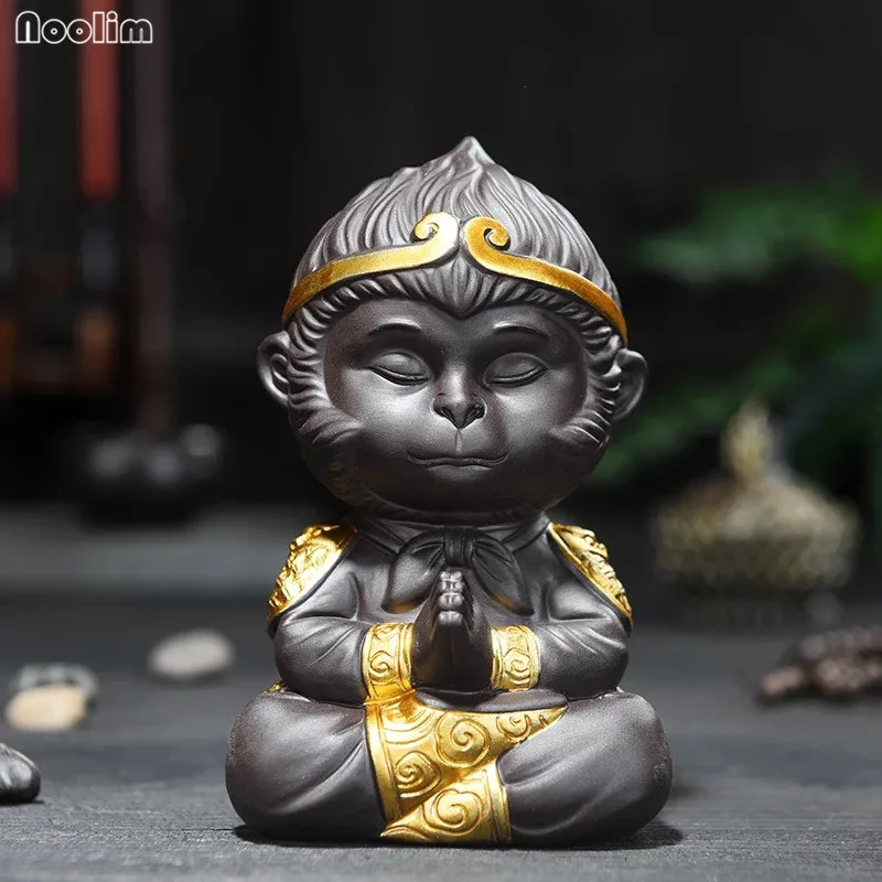 NOOLIM Китайский Фиолетовый Глиняный чайный набор кунг-фу Обезьяна Король чай домашнее украшение для чайного подноса - Цвет: B