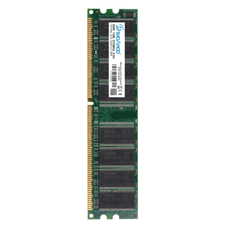 Оперативная память для настольного ПК SNOAMOO DDR1 DDR 1 Гб PC2700/3200 333 МГц/400 МГц 184Pin CL2.5 DIMM