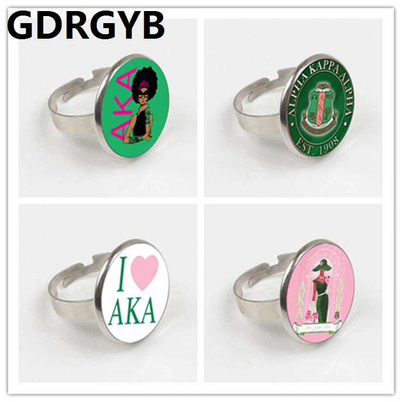 GDRGYB новинка 2019 очаровательное кольцо AKA массивное стеклянное Alpha Kap Sorority