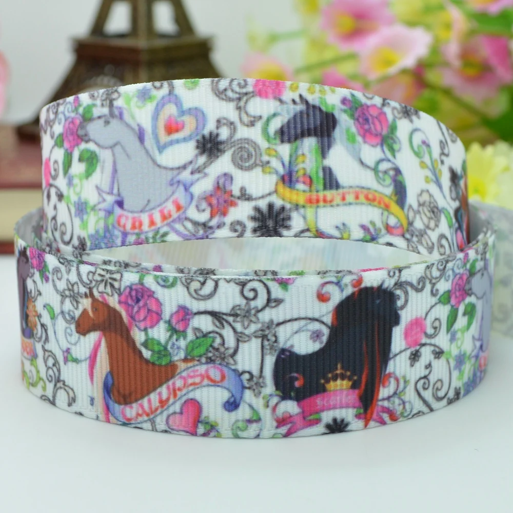 DUWES 7/8&quot 22mm 2 5 10 20 50 Yards Farm horse deer unicorn Printed grosgrain ribbon hair bow DIY handmade Retail | Детская одежда и