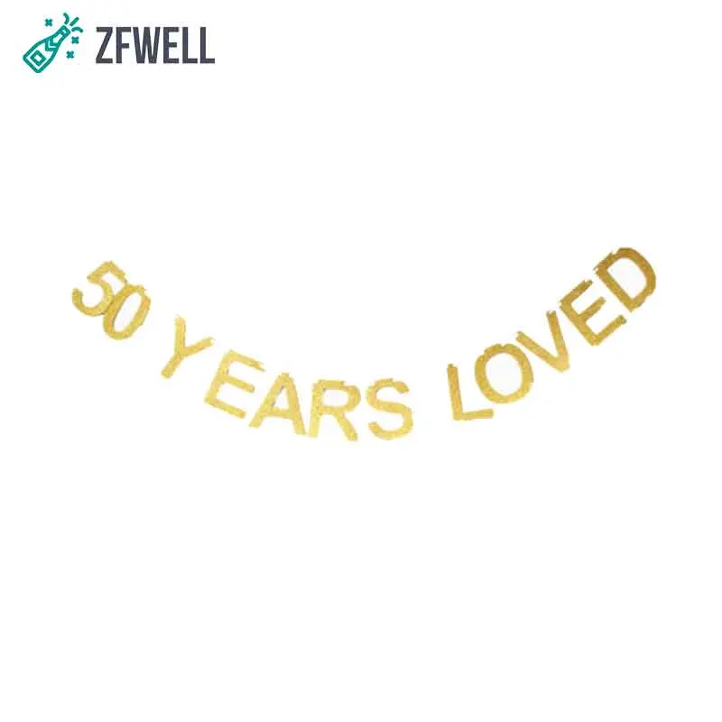 ZFWELL 1 шт./лот Блестящий картон 50 лет любимый баннер тянущийся флаг украшение для