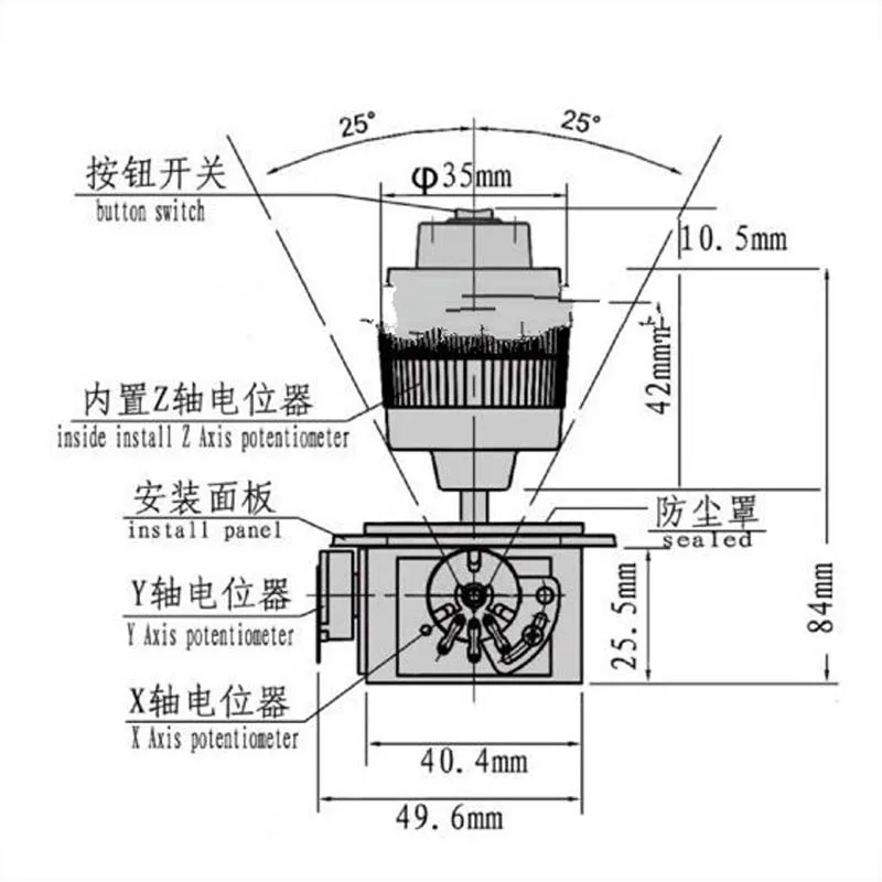 JH D400X R2 5K R4 10K 3 осевой 3D промышленный роторный джойстик кнопочный