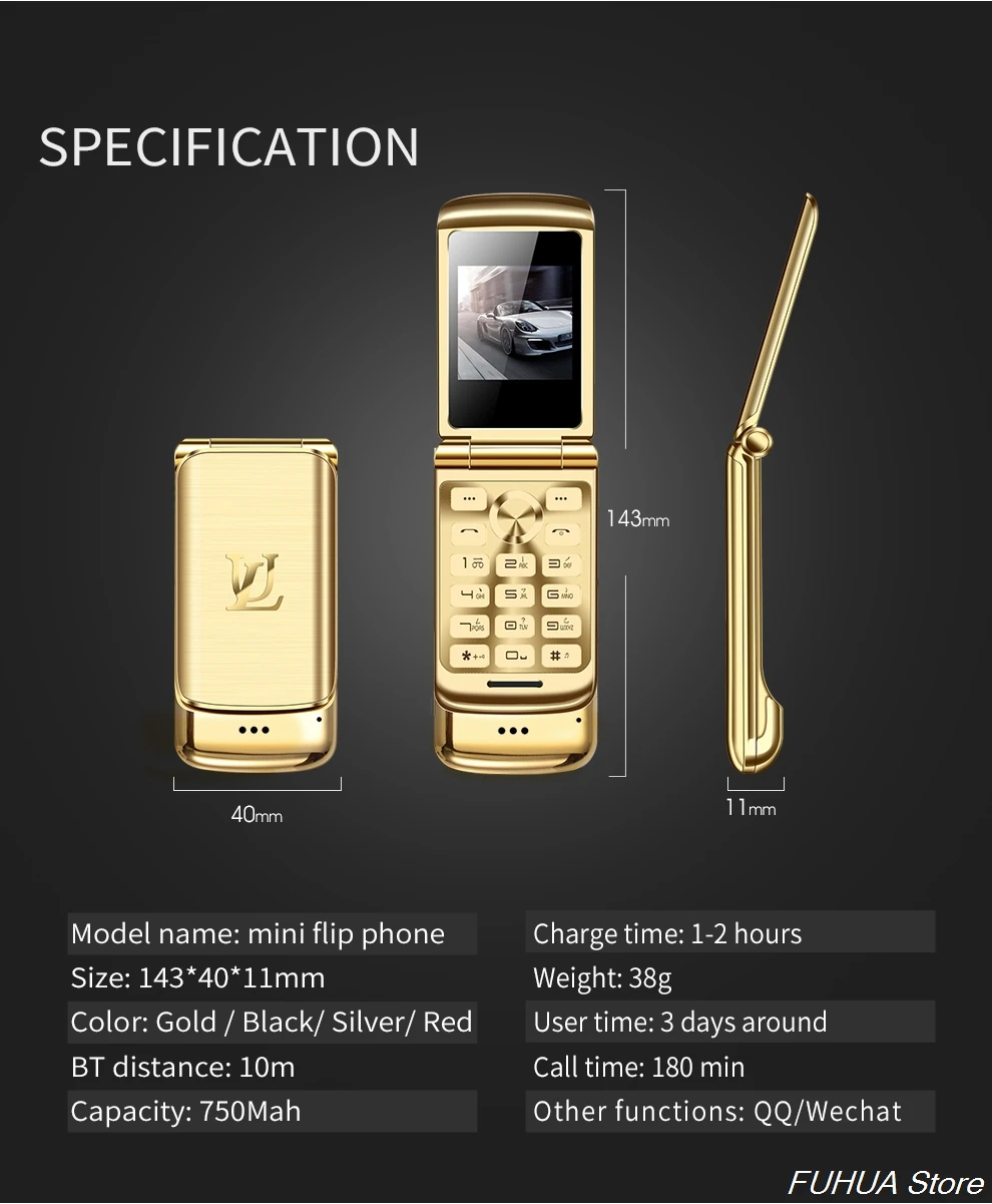 Ulcool V9 1,54 ''металлический корпус флип телефон маленький экран Bluetooth Dialer FM радио анти-потеря супер мини мобильный телефон