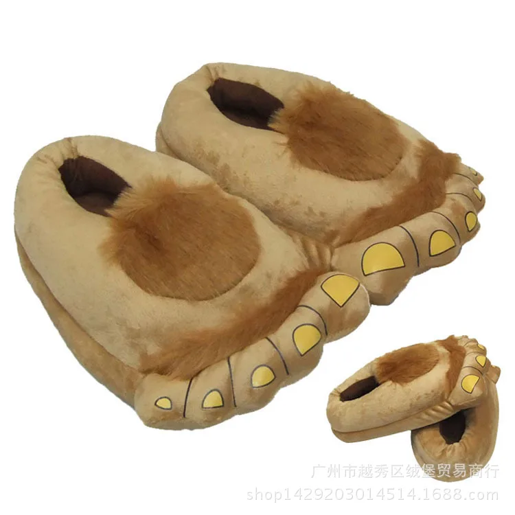 Плюшевые домашние тапочки забавные в виде лап для мужчин и женщин Рождественский