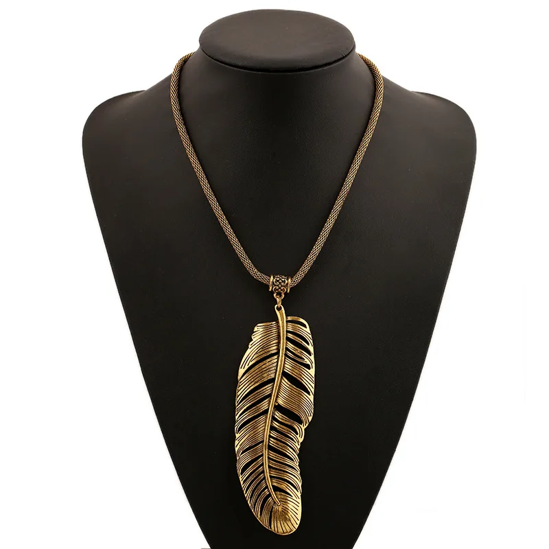 LZHLQ Большая подвеска в форме полого листочка ожерелье трендовые толстые