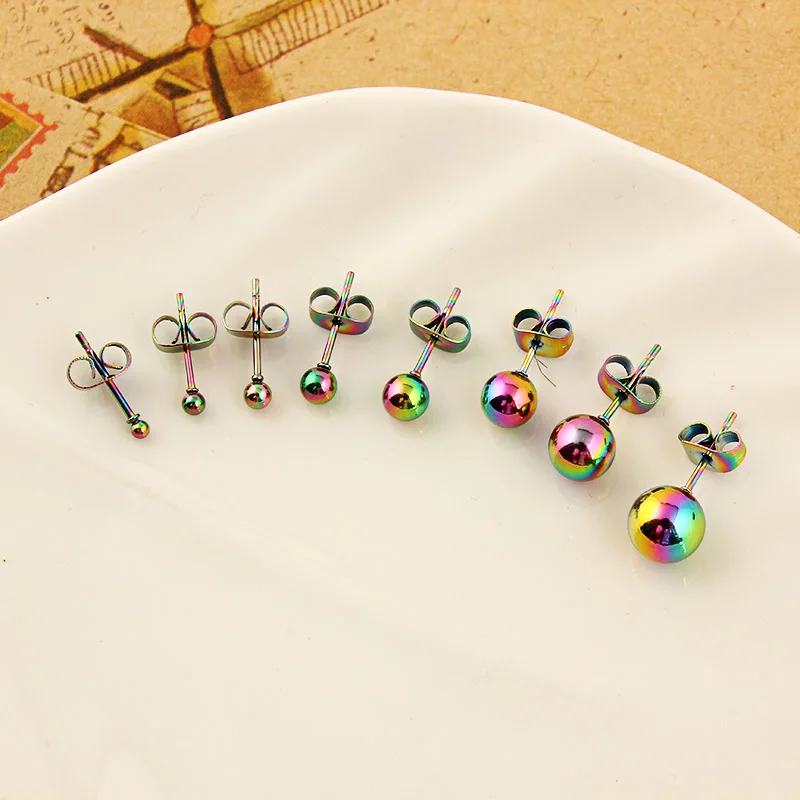 Новый дизайн из нержавеющей стали панк готический круглый шар серьги гвоздики