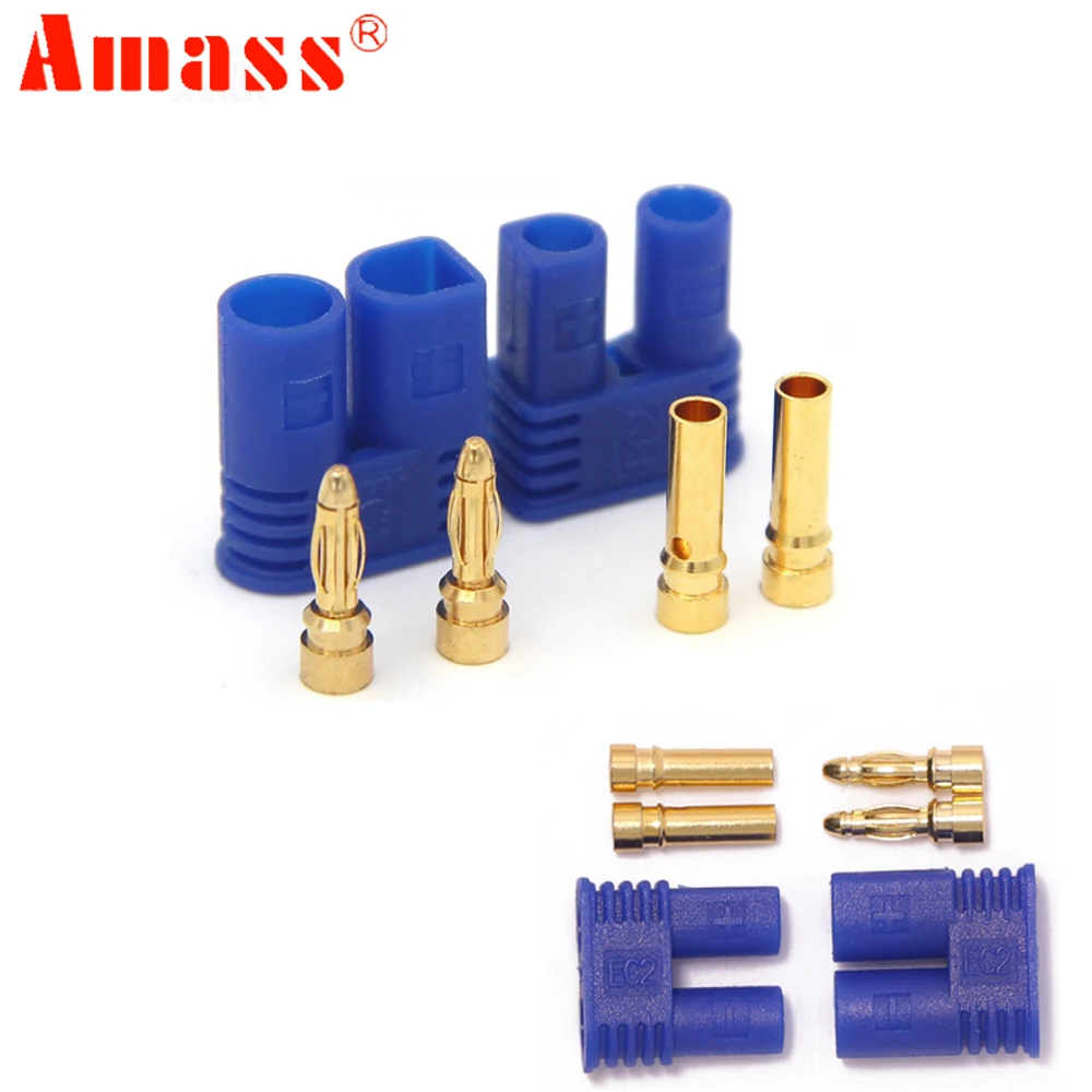 

10 set Amass EC2 Male Female Bullet Connector Banana Head Plug For RC Lipo Battery