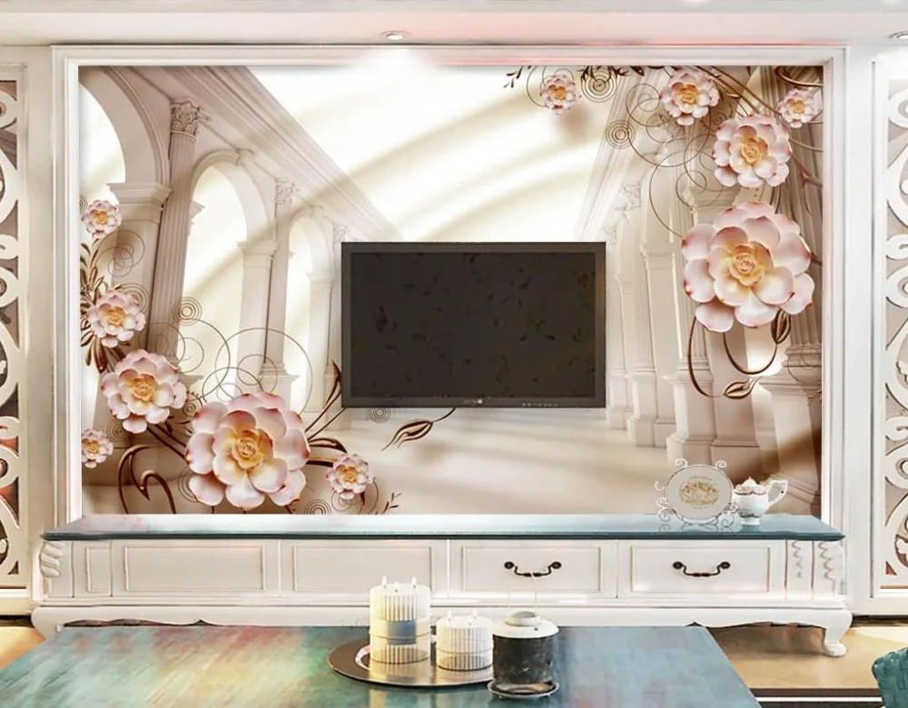 

Европейский роскошный 3D картина обои расширить пространство фон обои 3D стереоскопический телевизор гостиная спальня настенная живопись