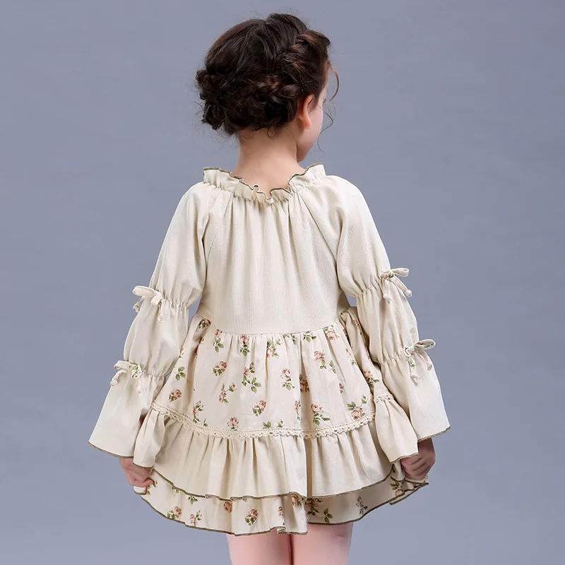 2017 Платья для девочек в европейском стиле детская Костюмы одежда с длинным