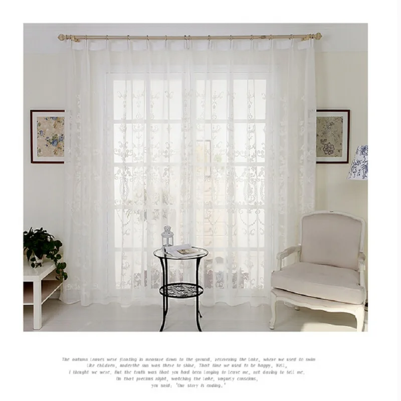 European Embroidered Voile Curtains Bedroom Curtain Living Room Window fashion tulle wp014#30 | Обустройство дома