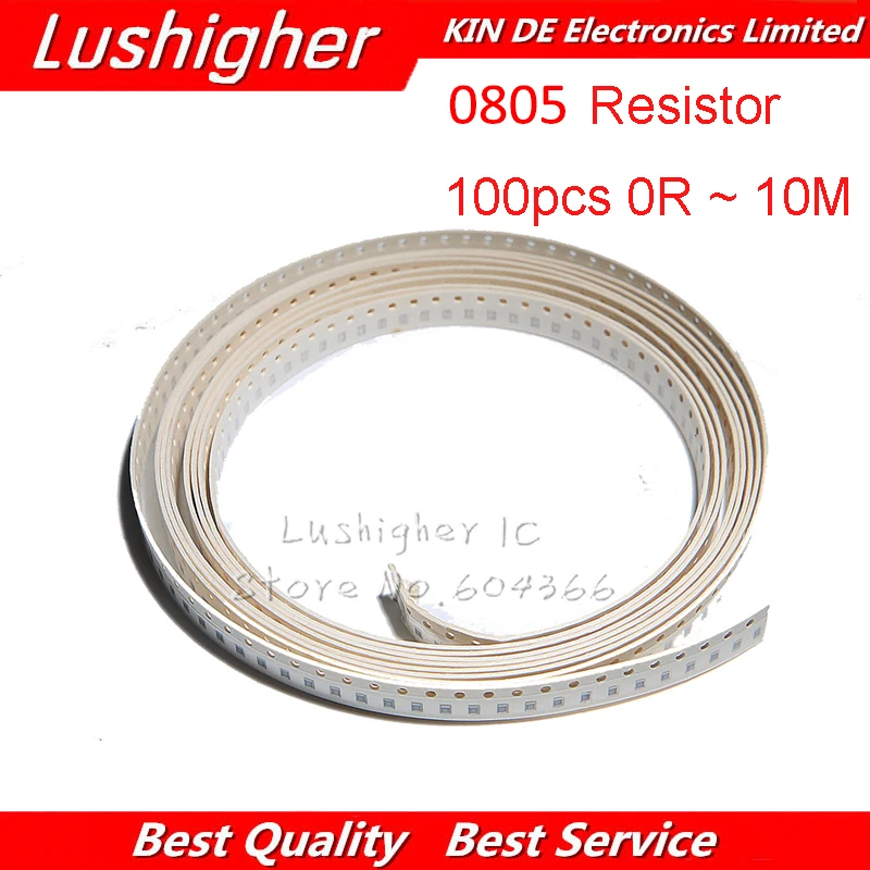 100 шт. 0805 SMD 1/4 Вт Резистор проволочного чипа 0R ~ 10 м резисторы 0 10R 100R 220R 330R 470R 1K 4 7 K 10K