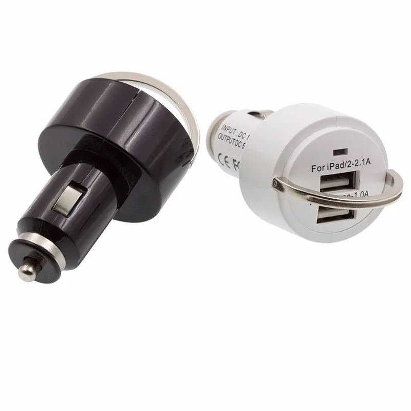 

New 3.1A High-grade metal ring-pull Mini Universal Dual USB Car Charger Adapter For all IPhone X 8 7 6 5s 5c /ipod/samsung 50pcs